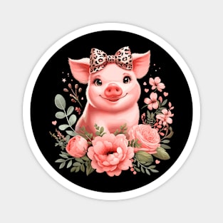 Pig With Leopard Headband Cute Pig Magnet